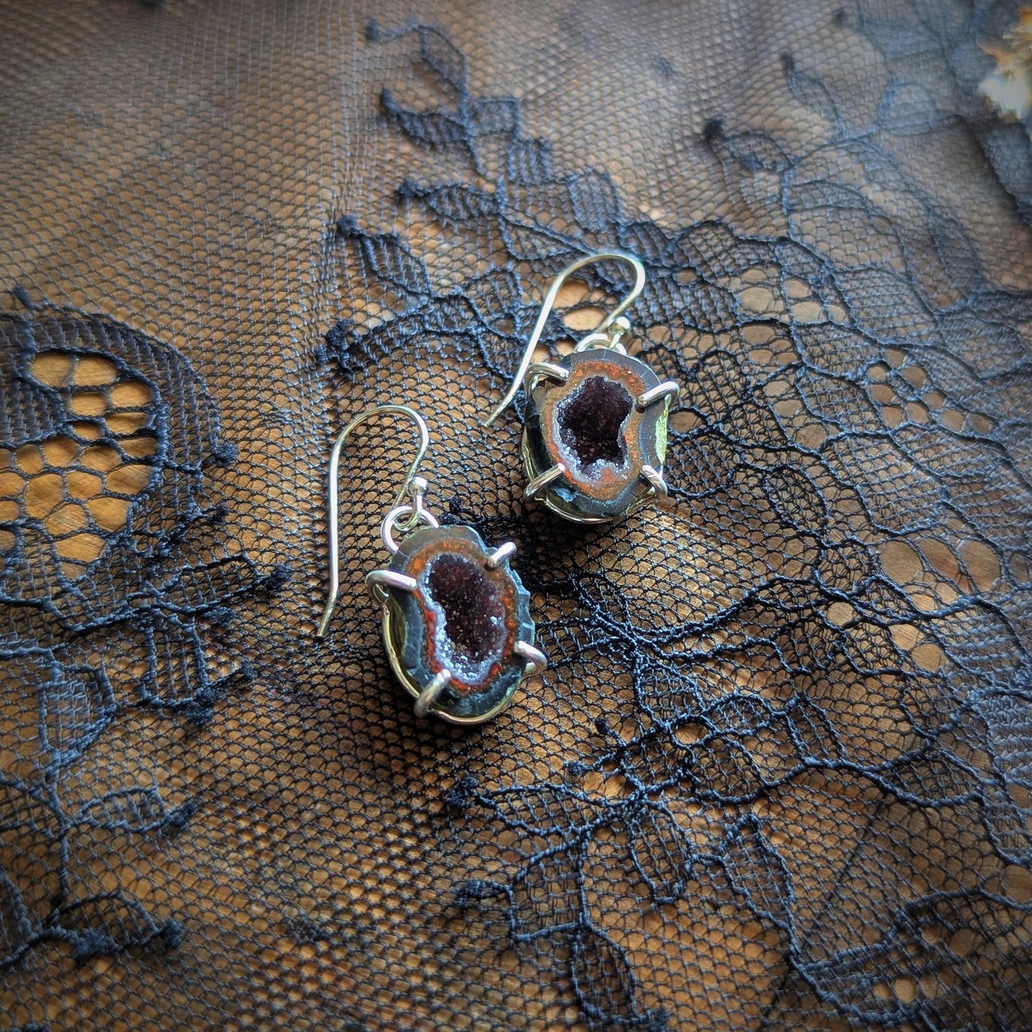 Red Geode Earrings 2