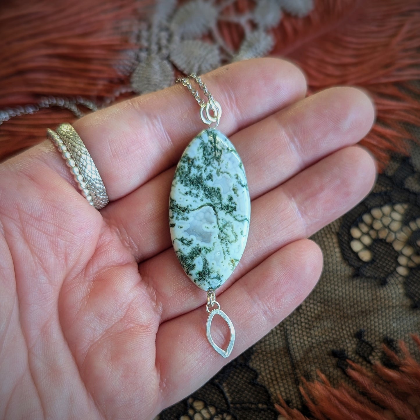 Tree Agate Petal Necklace