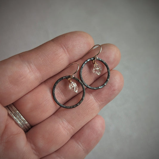 Copper Herkimer Diamond Roundabout Earrings