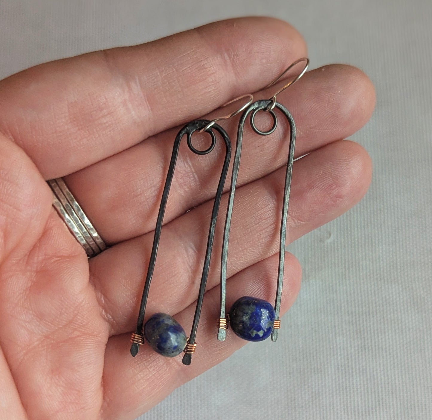 Copper Lapis Turn Earrings