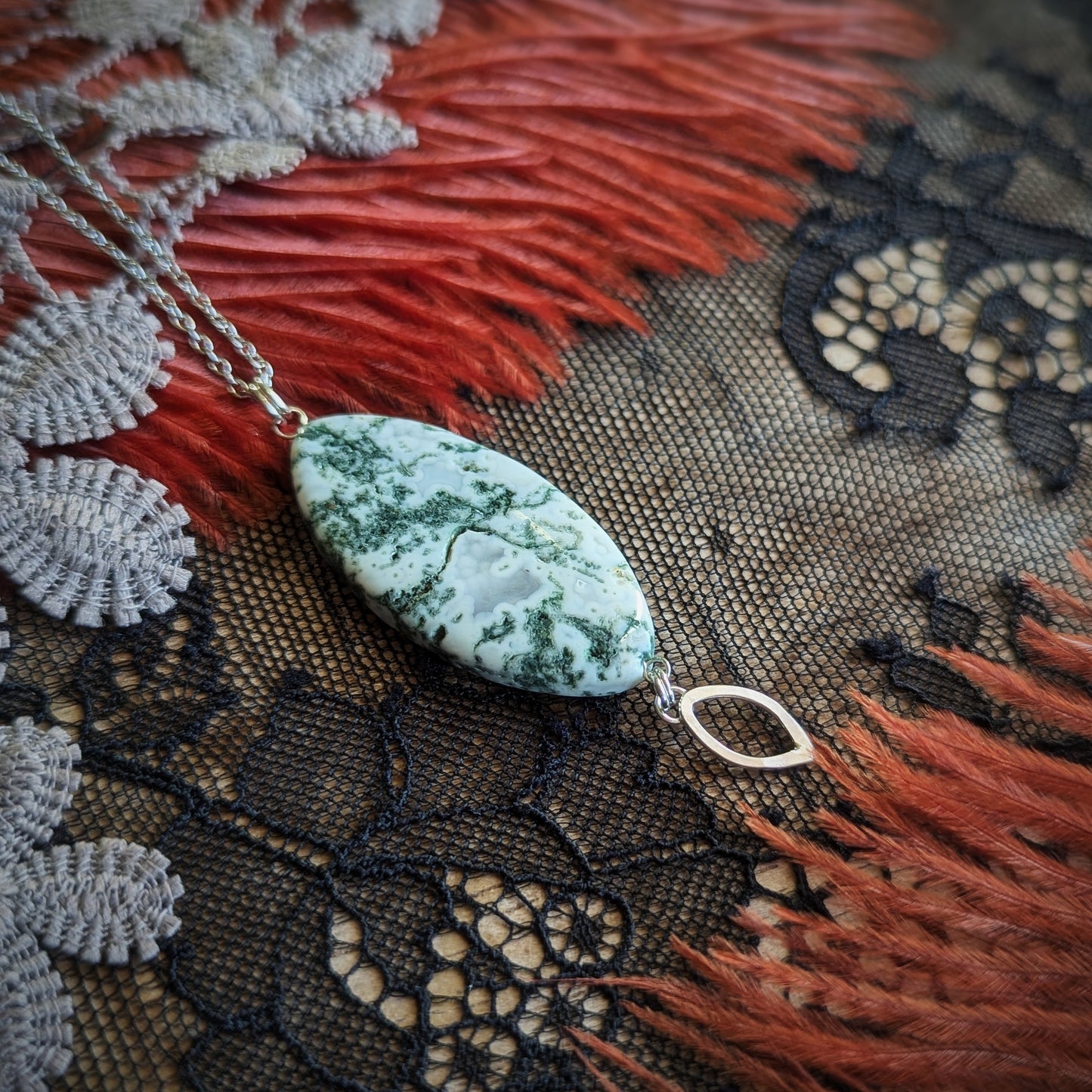 Tree Agate Petal Necklace