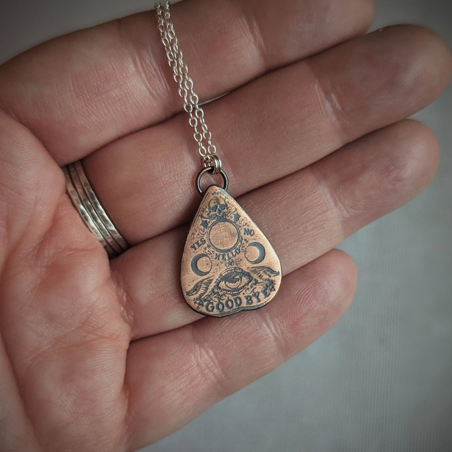 Copper Ouija Planchette Necklace