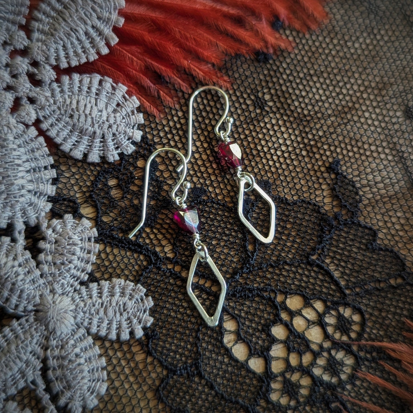 Garnet Diamond Earrings
