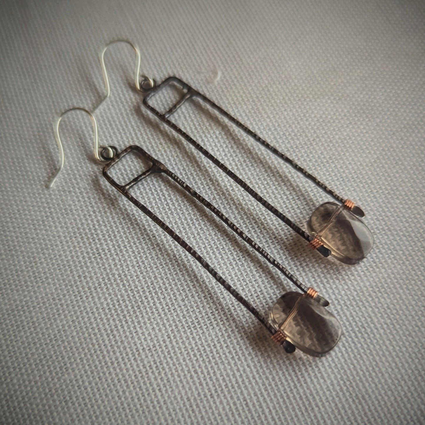 Copper Smoky Quartz Birch Earrings