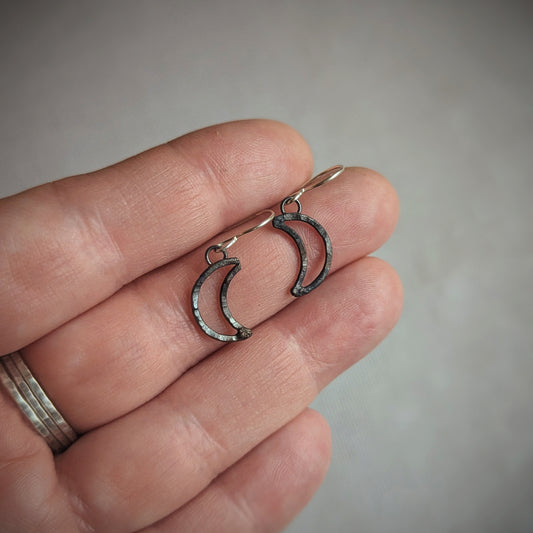 Copper Crescent Moon Earrings