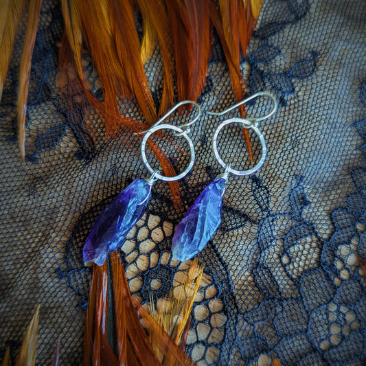 Raw Amethyst Charm Earrings