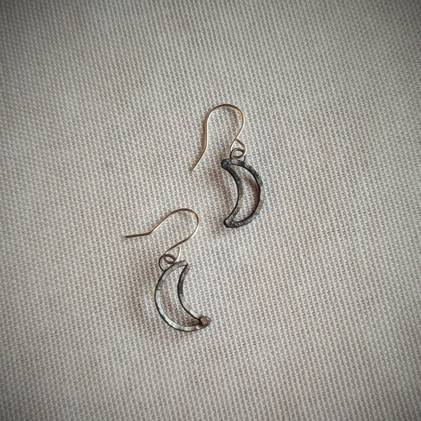 Copper Crescent Moon Earrings