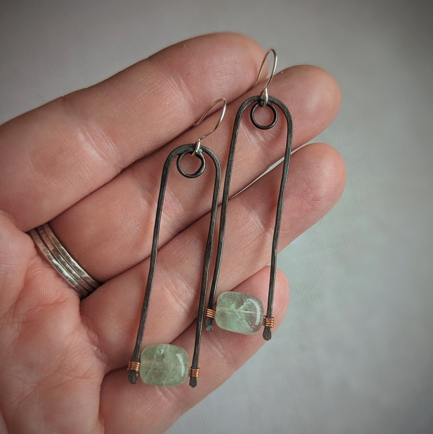 Copper Fluorite Turn Earrings