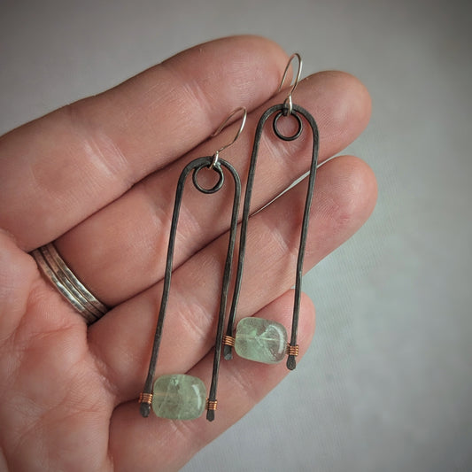 Copper Fluorite Turn Earrings