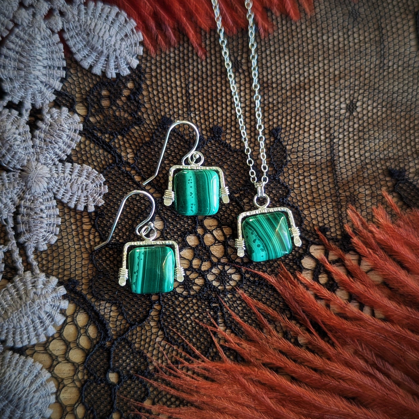 Malachite Stripe Earrings