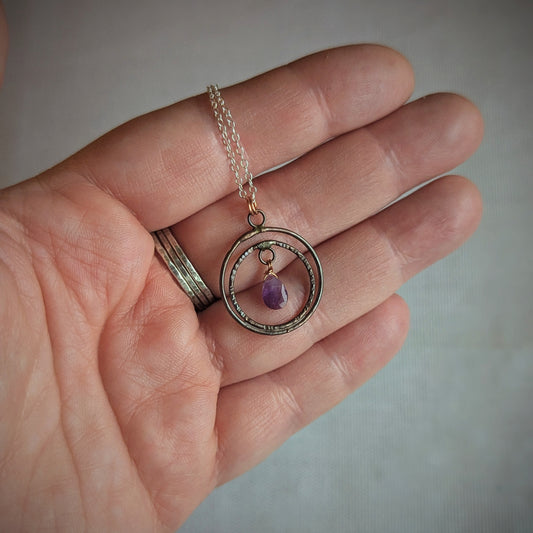 Copper Amethyst Crest Necklace